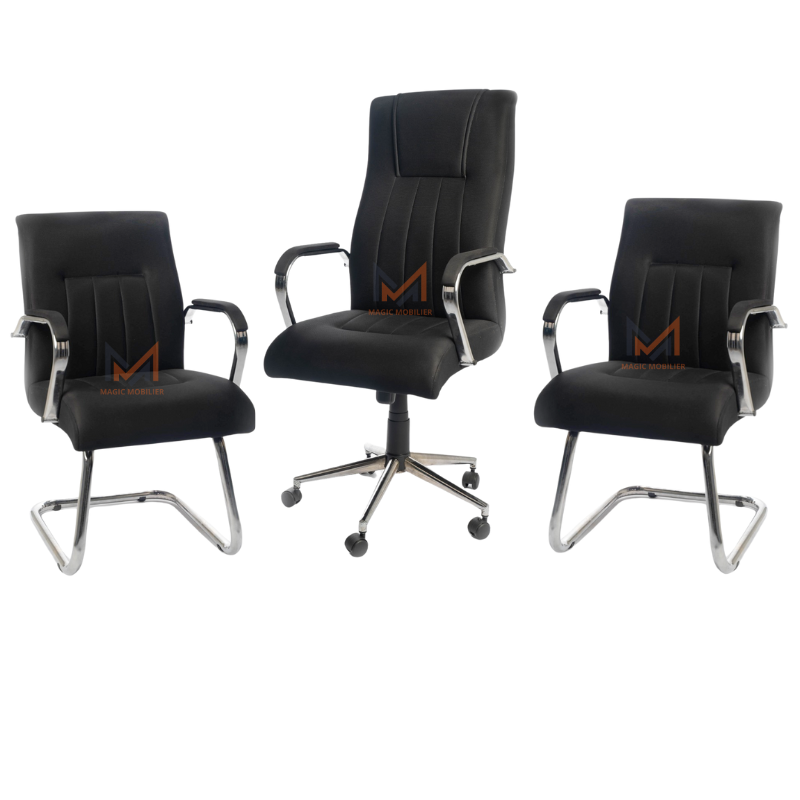 Ensemble Fauteuil BOUNO+ en simili cuir NOIR Réf A0438