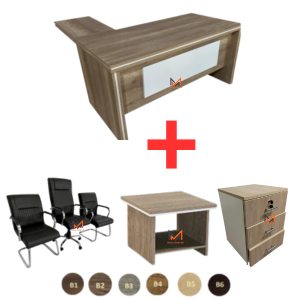 ENSEMBLE BUREAU ARAM avec caisson + chaises + table basse Réf. A0138