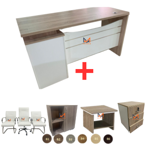 ENSEMBLE BUREAU ARAM avec caisson + chaises + table basse Réf. A0304