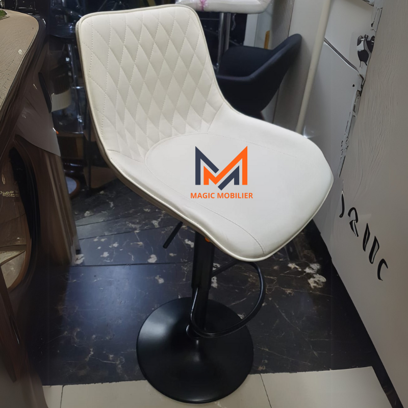 Tabouret en simili cuir BLANC Réf. A0628