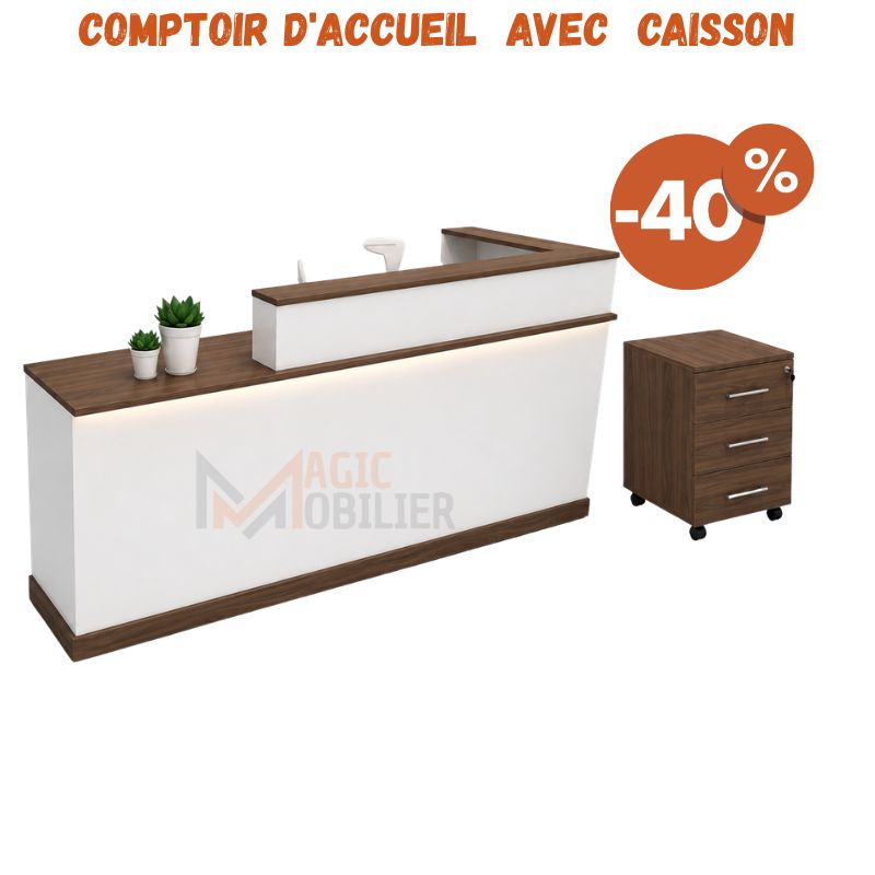 Comptoir d’accueil en bois avec caisson A-2026-2064