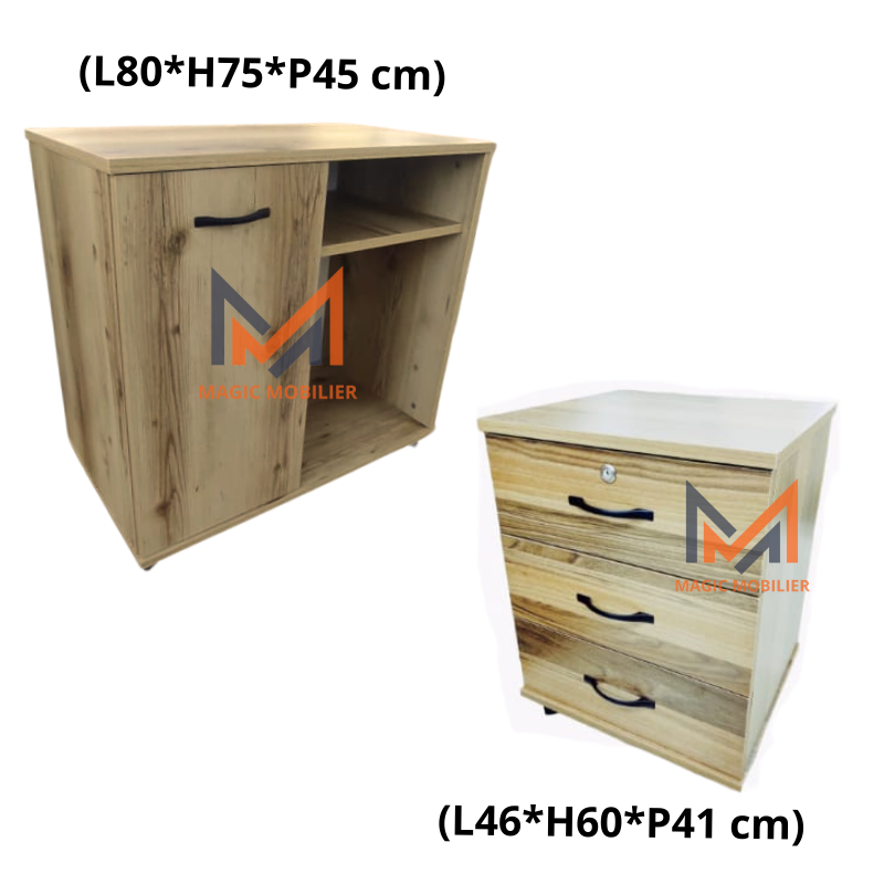 Bureau de direction avec retour mobile et caisson mobile a 3 tiroirs Réf. A0471