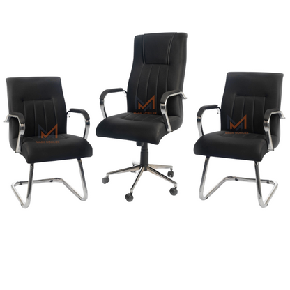 Ensemble Fauteuil BOUNO+ en simili cuir NOIR Réf A0438