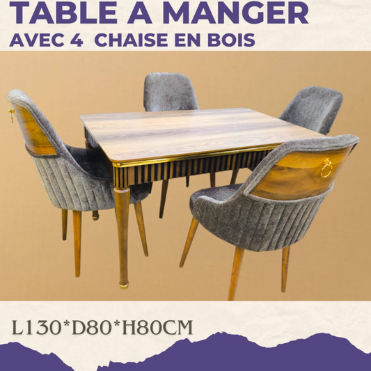 SALLE A MANGER AMARA  4 CHAISES GRIS