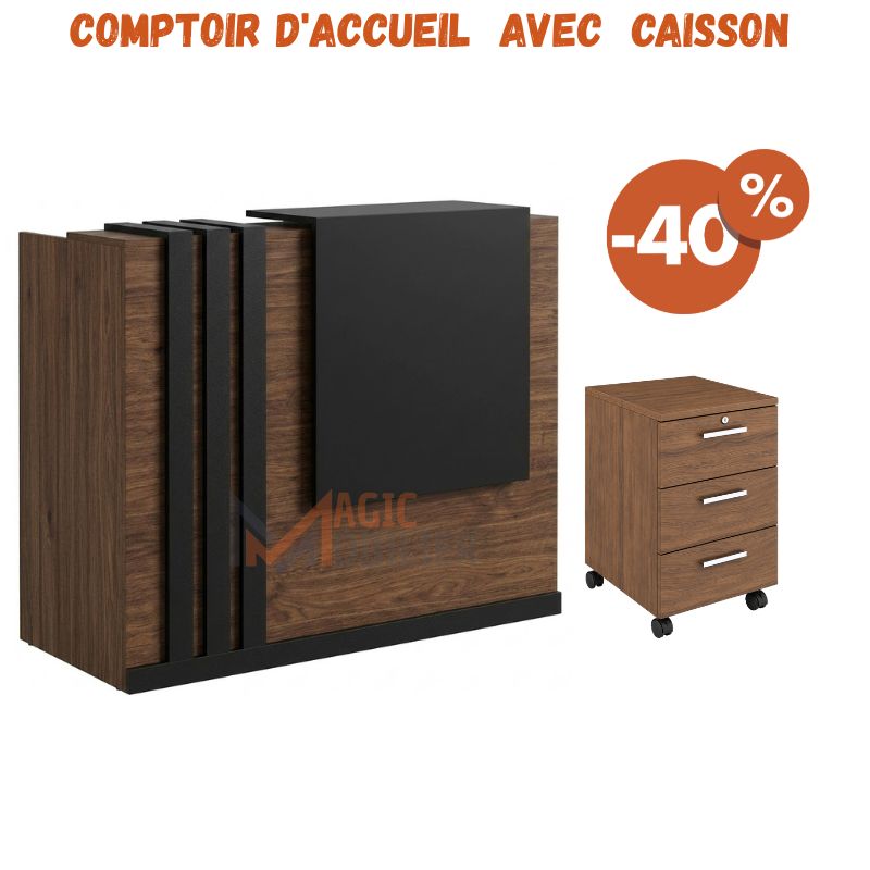 BUREAU COMPTOIR D'ACCUEIL AVEC CAISSON Réf. A363