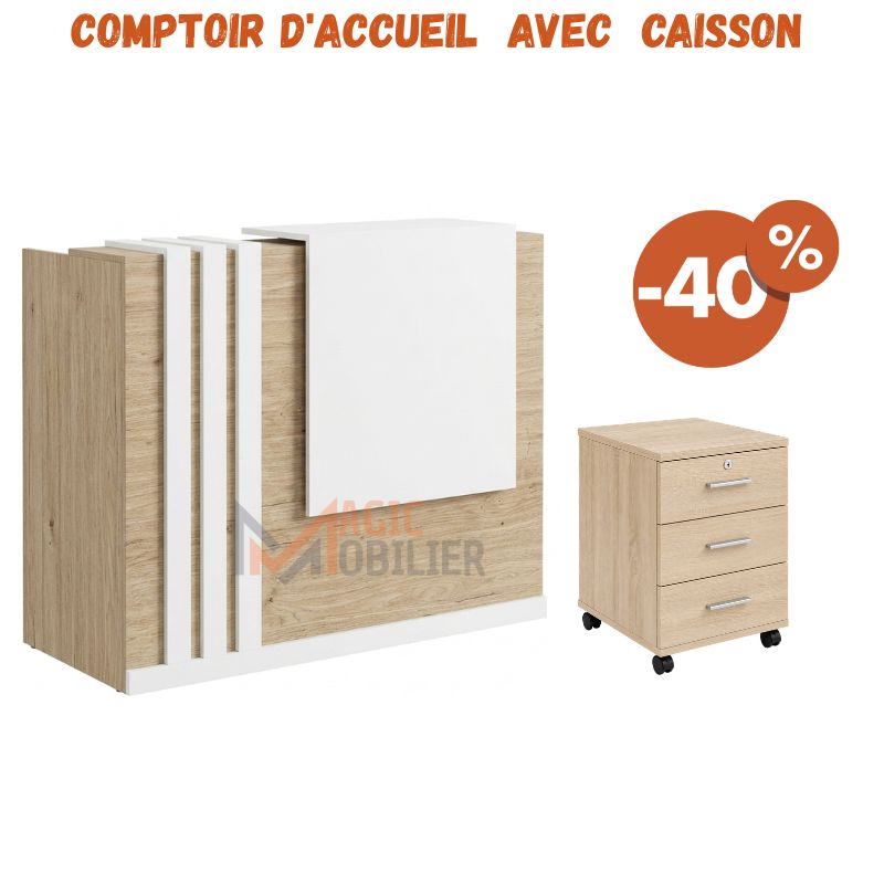 BUREAU COMPTOIR D'ACCUEIL AVEC CAISSON Réf. A363