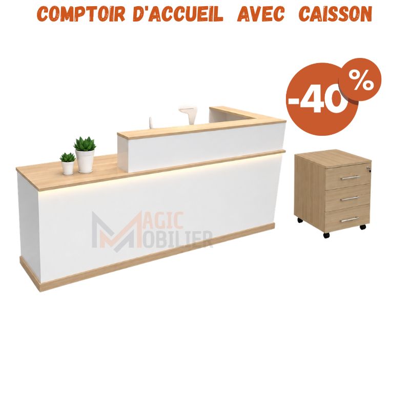 Comptoir d’accueil en bois avec caisson A-2026-2064