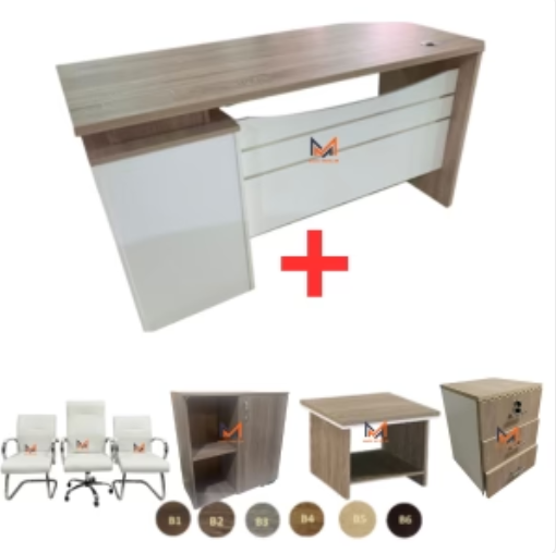 ENSEMBLE BUREAU ARAM avec caisson + chaises + table basse Réf. A0304