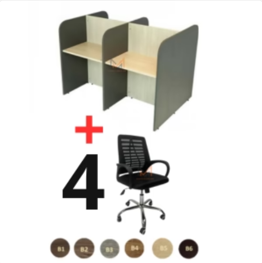 Ensemble BUREAU BENSH en bois + 4 chaises opérateurs A0313