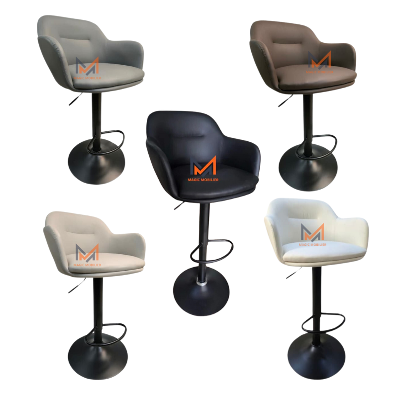 Tabouret en simili cuir NOIR Réf. A0630