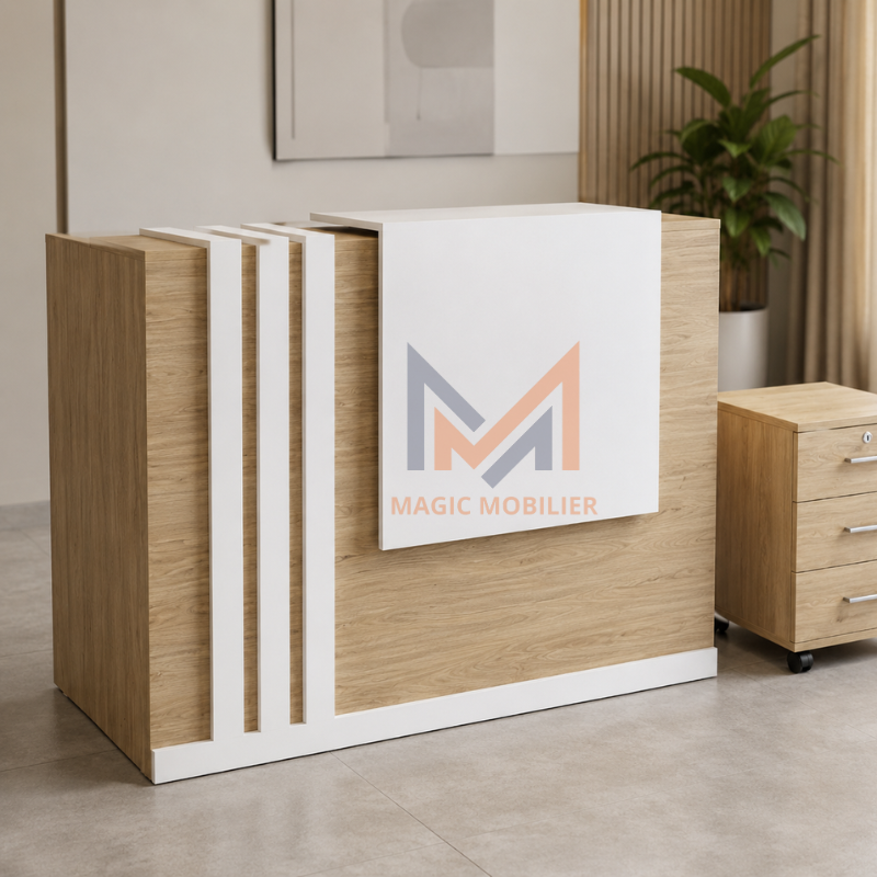 BUREAU COMPTOIR D'ACCUEIL AVEC CAISSON Réf. A363