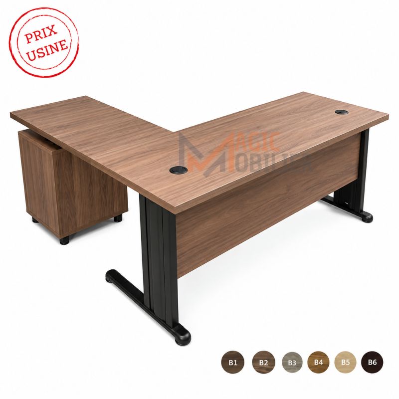 Bureau DIVA semi métallique avec retour Réf A0051