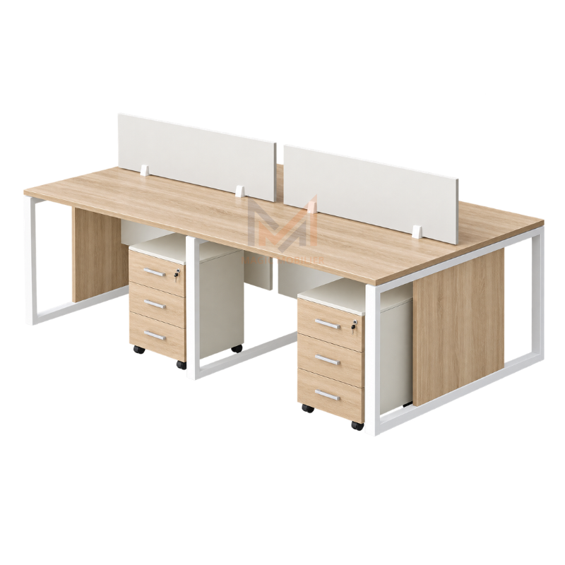 Bureau Open Space 4 Postes avec Piètement Métallique Réf A-2026-2291