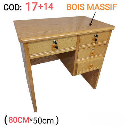 Bureau individuel en bois massif avec tiroir centrale DIM. 80 cm