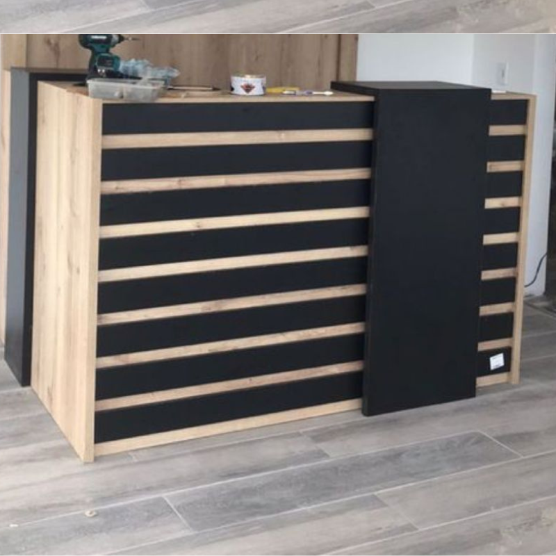 Comptoir D'accueil Blanc Avec éclairage LED Et Tiroirs Verrouillables - Meuble Réception Bureau, Salon, Spa - Design Moderne