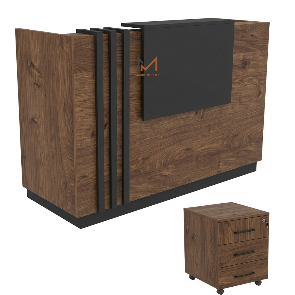 BUREAU COMPTOIR D'ACCUEIL AVEC CAISSON Réf. A363