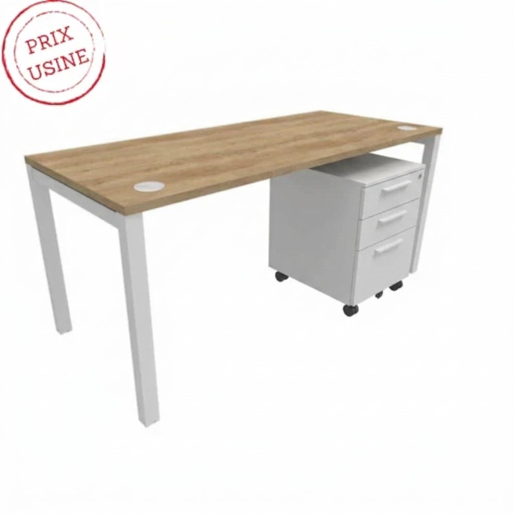 Bureau individuel petite profondeur avec caisson A-2024-696