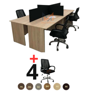 Ensemble BUREAU BENSH en bois + 4 chaises opérateurs A0312