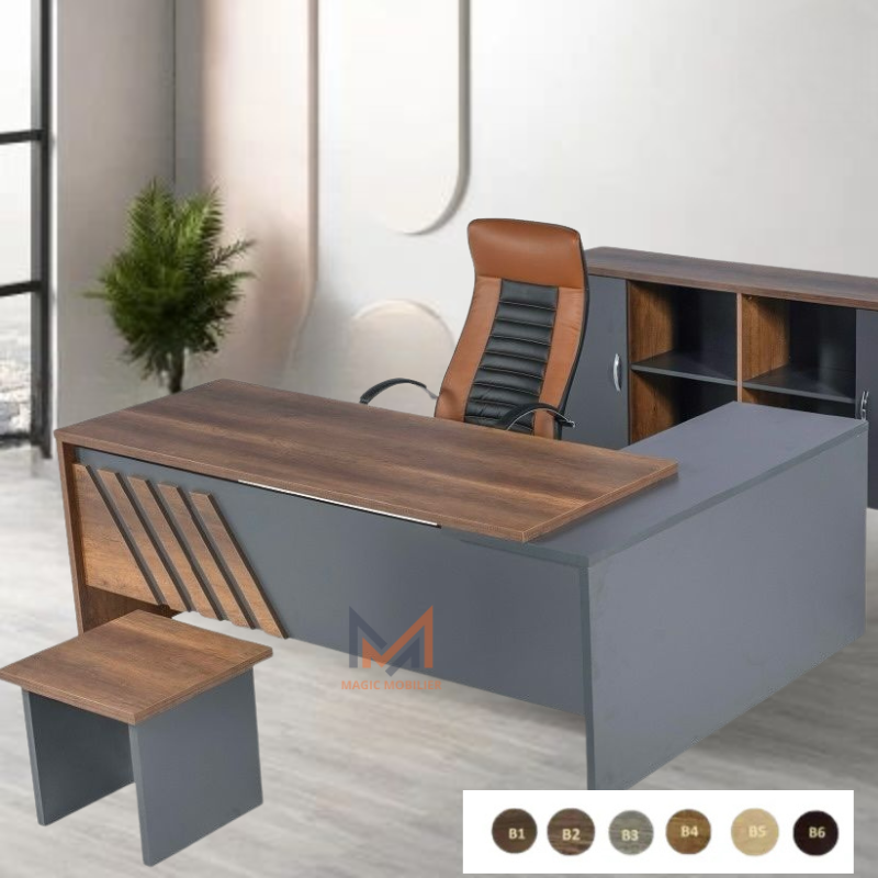 Bureau avec retour et caisson Réf A0122