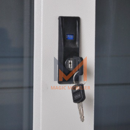 Armoire métallique haute avec 2 portes coulissantes vitrées A0263