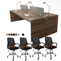 Ensemble BUREAU BENSH en bois + 4 chaises opérateurs A0312