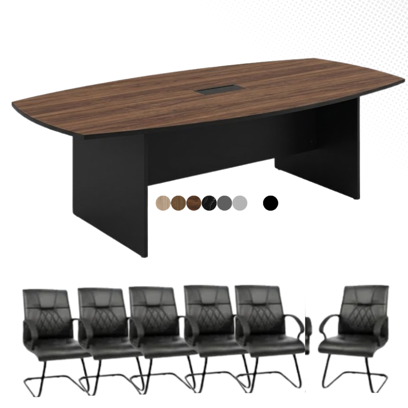 Ensemble Table de réunion rectangulaire en Bois +6 Fauteuils A0309