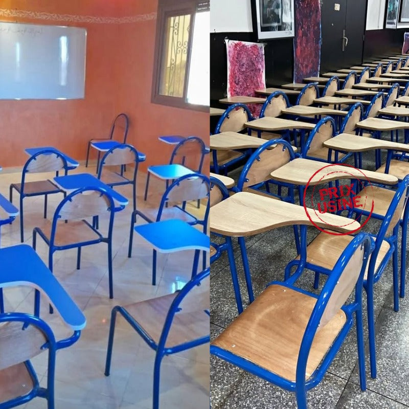 Chaise semi métallique dossier rond avec écritoire Fixe en Bois Réf. A0013
