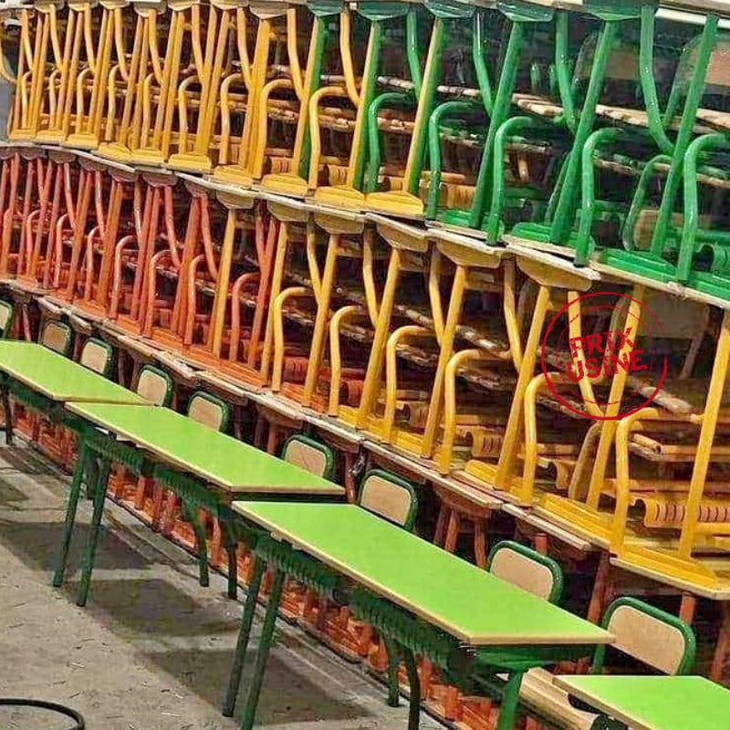 Pupitre scolaire biplace avec casier perforé A0152