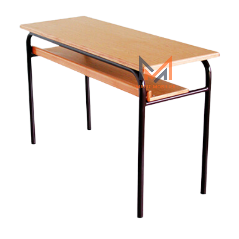 Table Scolaire Biplace avec Casier en bois Réf. A0143