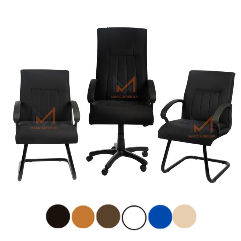 Ensemble Fauteuils BOUNO en tissu/simili cuir NOIR A0195