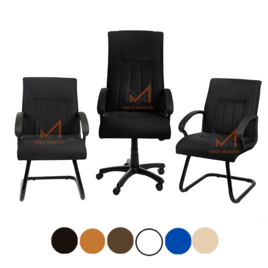 Ensemble Fauteuils BOUNO en tissu/simili cuir NOIR A0195