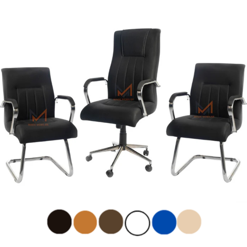 Ensemble Fauteuil BOUNO+ en simili cuir NOIR Réf A0438