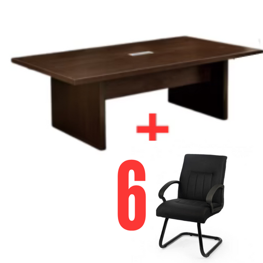 Ensemble Table de réunion rectangulaire en Bois +6 Fauteuils A0309